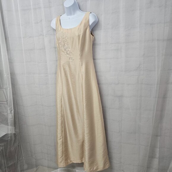 Vintage Talbots Dress Cream Beaded Silky Sleeveless Formal Wedding 6P - Picture 7 of 14